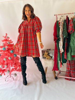 Snowy Night Plaid Dress