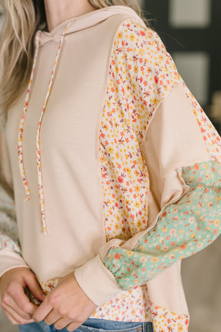 Floral Patchwork Hooded Pullover - West Avenue