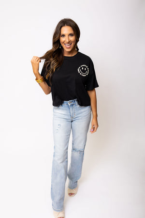 Smile Cropped Graphic Tee