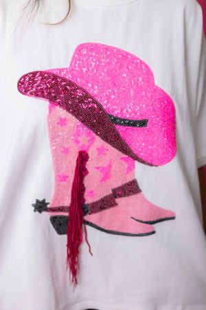 Boots And Hat Sequin Tee