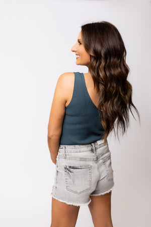 Night Like This Ribbed Bodysuit - Teal Green
