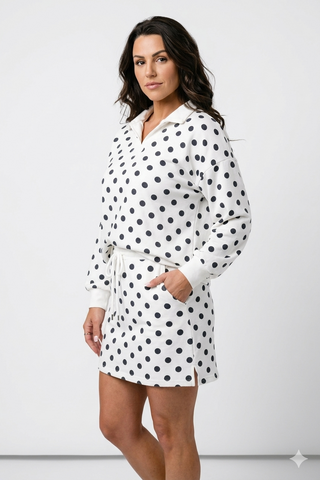 Francis Terry Polka Dot Collared Top & Skirt Set - West Avenue