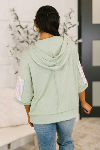 Get My Fixin' Cable Ribbed Knit Hooded Top - West Avenue