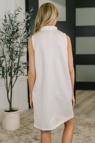 High Tide High Neck Embossed Sleeveless Dress in Off White - West Avenue