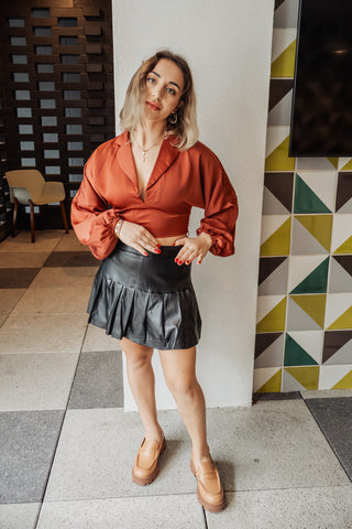 That's Really You Faux Leather Skort - West Avenue