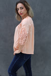 Shake it Off Floral Lace Detail Flowy Blouse