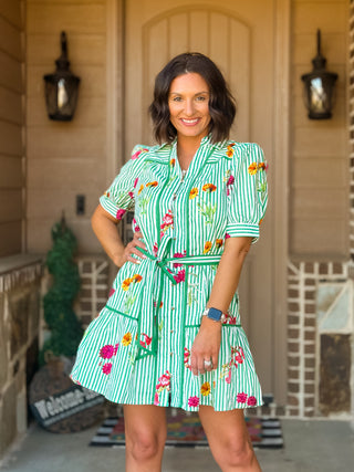 Luck or Something Floral Stripe Tie Dress - West Avenue