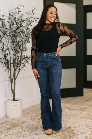 Jada High Waist Flare with Patch Pockets - West Avenue