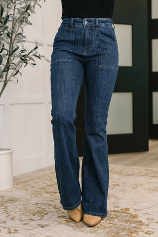 Jada High Waist Flare with Patch Pockets - West Avenue
