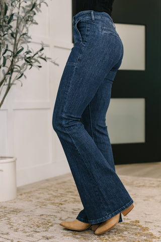 Jada High Waist Flare with Patch Pockets - West Avenue