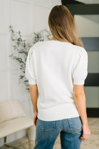 Need a Little Love Cable Knit Puff Sleeve Top - West Avenue