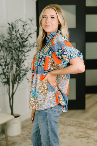 Pardon Me Patchwork Puff Sleeve Blouse - West Avenue