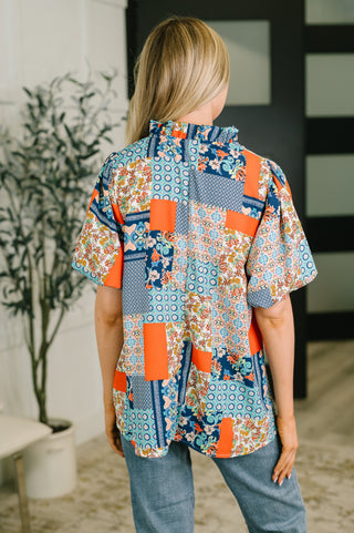 Pardon Me Patchwork Puff Sleeve Blouse - West Avenue
