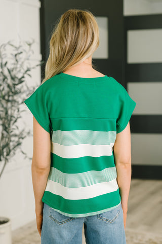 See Me in Action Crew Neck Cap Sleeve Top - West Avenue