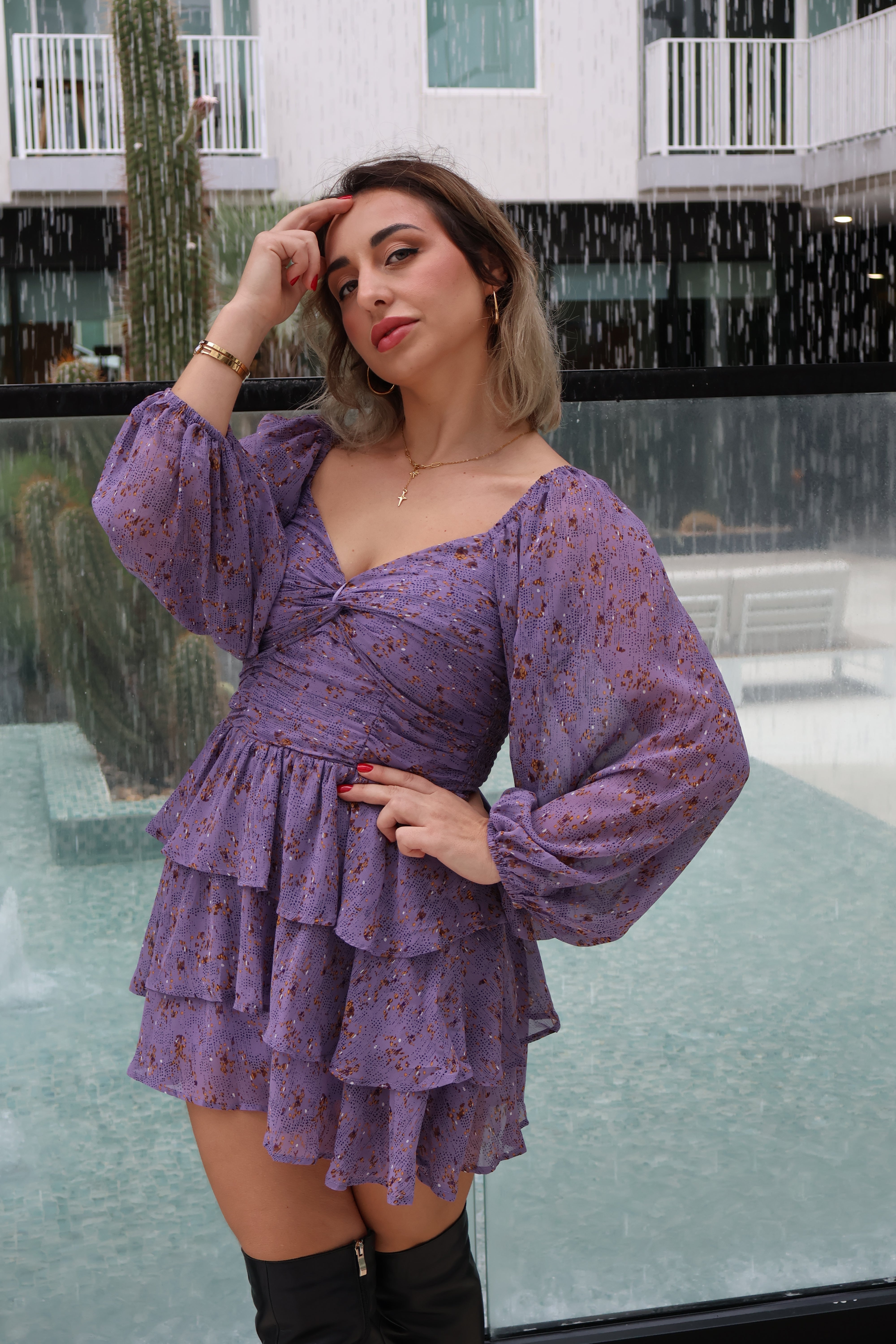 purple romper dress One Of Us Purple Romper Dress