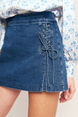 A washed denim skort - IP9036 - West Avenue