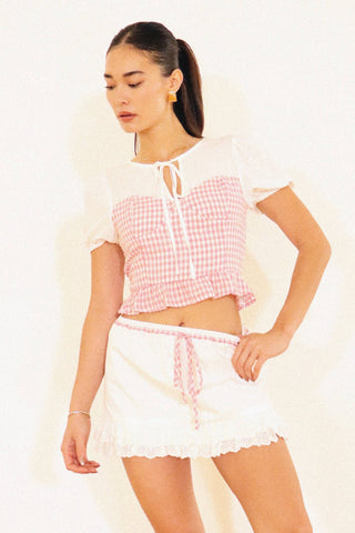 Gingham Sweetheart Peplum Blouse - West Avenue