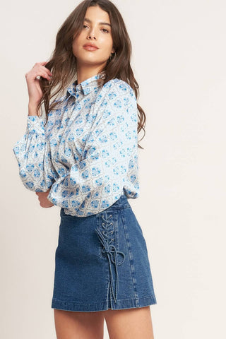 A washed denim skort - IP9036 - West Avenue