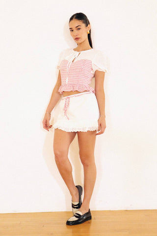 Gingham Sweetheart Peplum Blouse - West Avenue