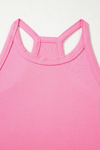Sachet Pink Ribbed Racerback Tank & Wide-Leg Sweatpants Set - West Avenue