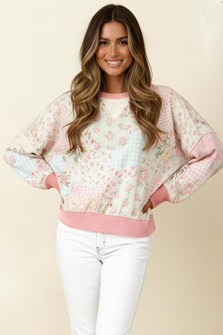 Pretty Low Triangle Oversized Patchwork Sweater Top - West Avenue