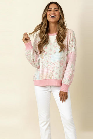 Pretty Low Triangle Oversized Patchwork Sweater Top - West Avenue