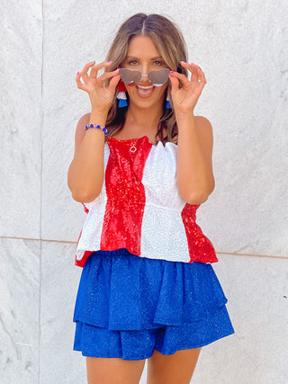 Red & White Sequin Cami - West Avenue