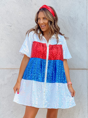 Patriotic Princess Color Block Dress