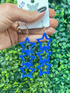Star Trio Earrings - Red and Blue