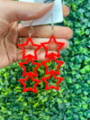Star Trio Earrings - Red and Blue