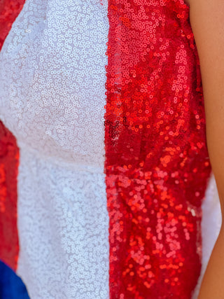 Red & White Sequin Cami - West Avenue