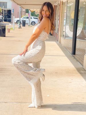 We Found Love White Lace Jumpsuit