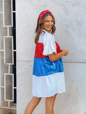 Patriotic Princess Color Block Dress