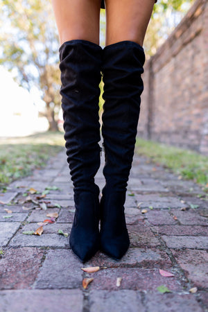 Bella Black Thigh High Boots