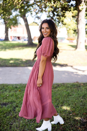 Come On Over Dusty Rose Dress