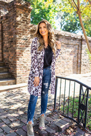 All On You Leopard Cardigan - Oatmeal