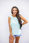 Lessons Learned Ruffle Top - Mint