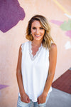 Lace Trimmed White Tank - West Avenue