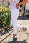 The Kendra Judy Blue Mid Rise White Skinny Jeans