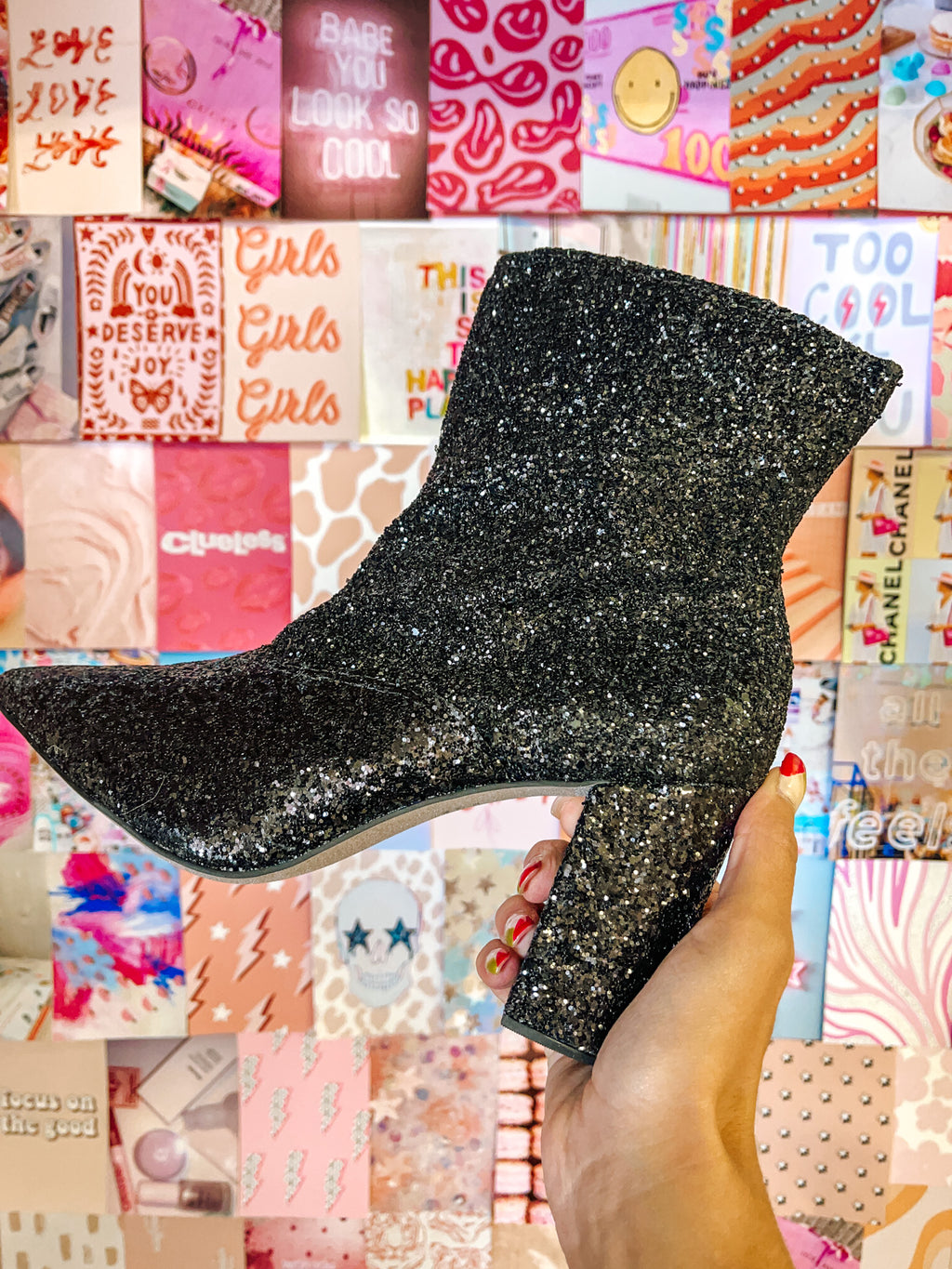 The Maddy Glitter Bootie - Black