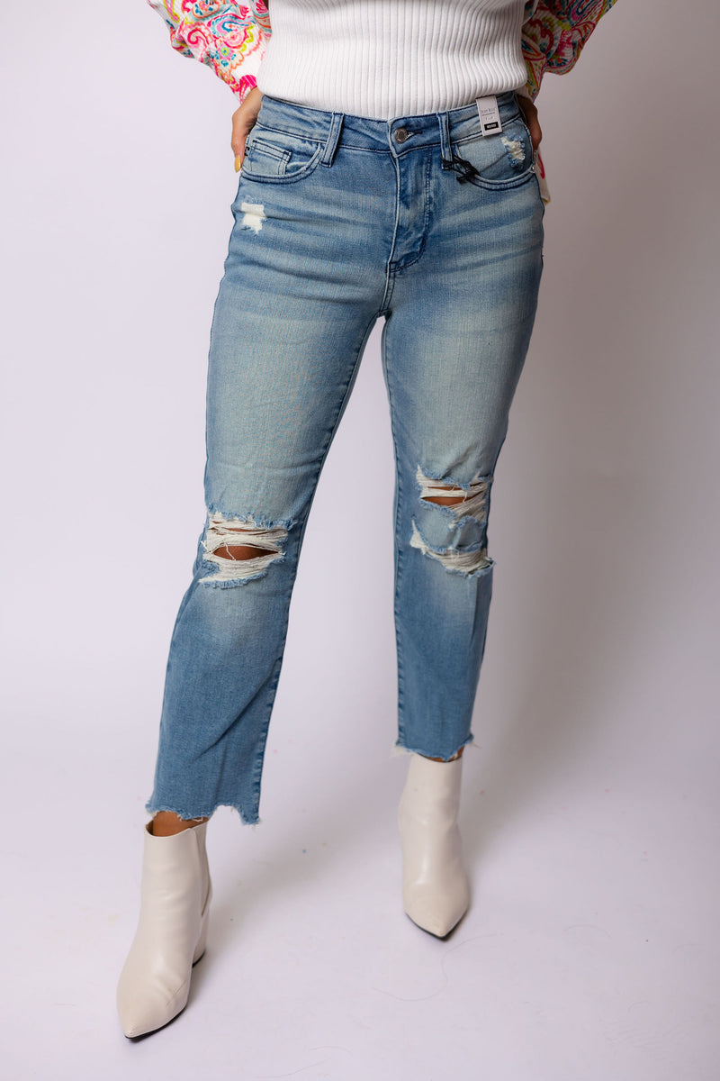 The Tara Mid Rise Cropped Jeans