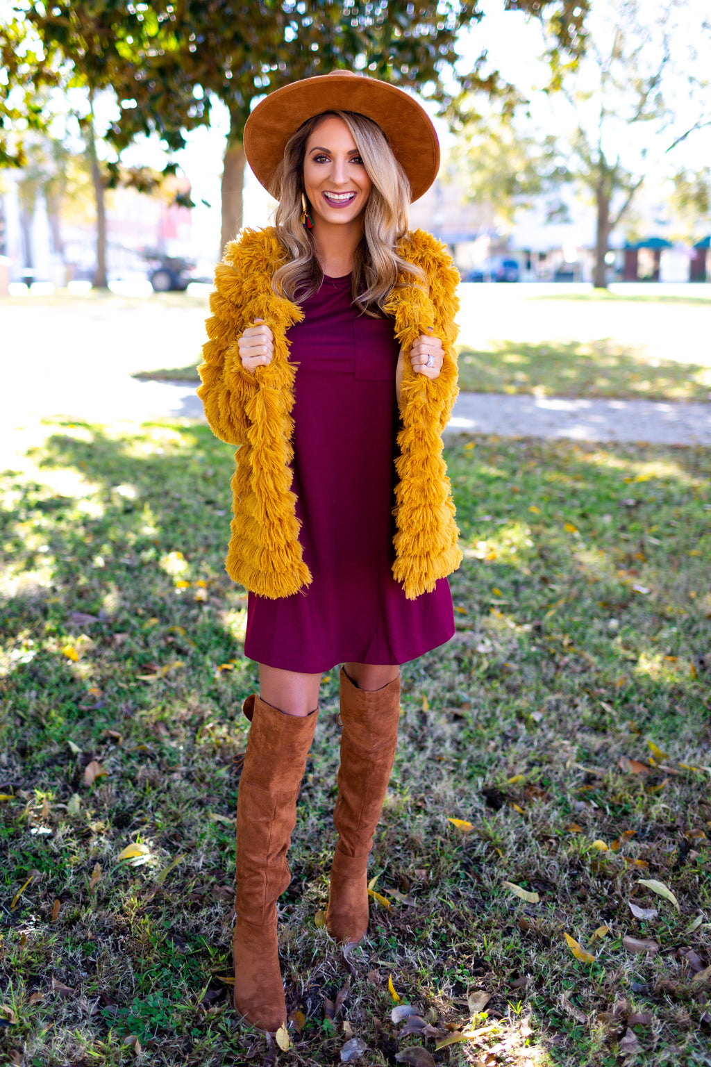 Walking In Memphis Faux Fur Jacket - Mustard - West Avenue