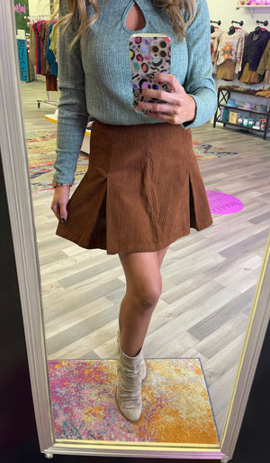 Corduroy Pleated Miniskirt