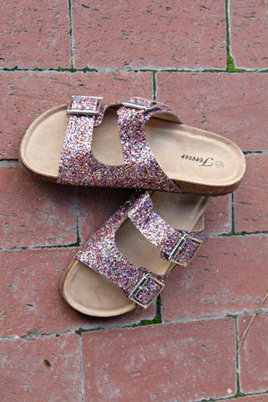 Multi Color Glitter Sandals - West Avenue