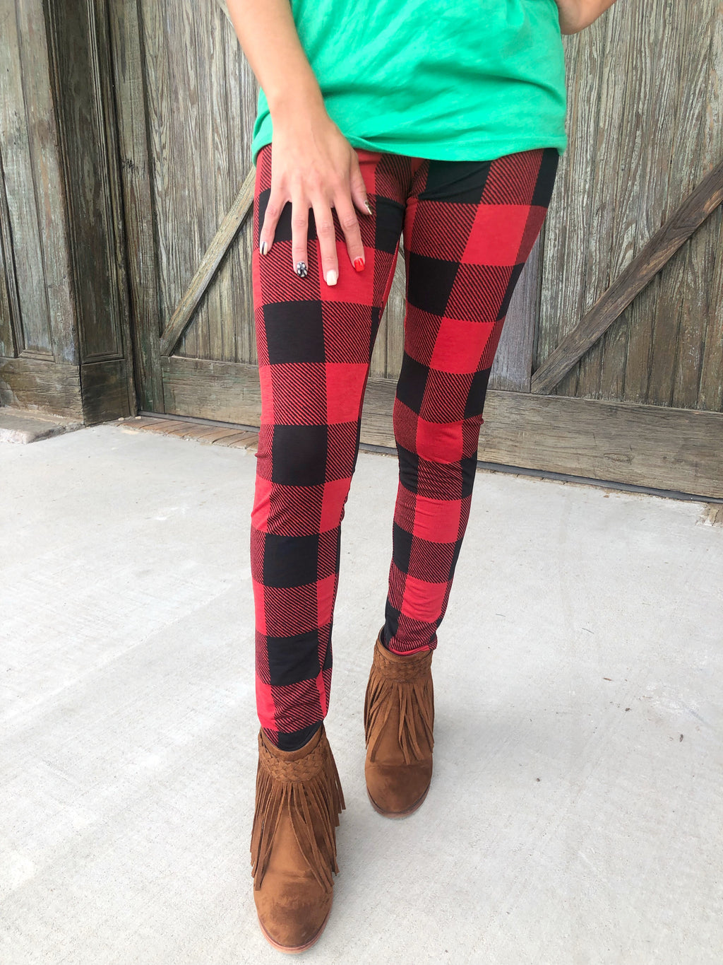 The Holly Jolly Leggings - Black & Red - West Avenue