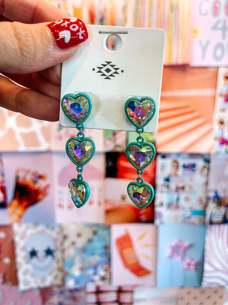 Dangle Heart Earrings ( 3 Colors )