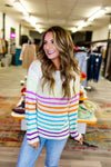 Multi Color Stripe Sweater - Oatmeal